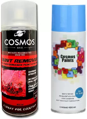 Cosmos Paints Paint Remover & Blue Spray Paint 400 ml  (Pack of 2)