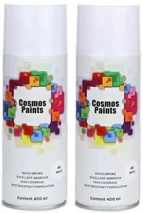 Cosmos Paints Gloss White Spray Paint 400ml (Pack of 2) Gloss White Spray Paint 800 ml  (Pack of 2)