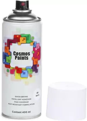 Cosmos Paints Gloss White Spray Paint 400ml (Pack of 2) Gloss White Spray Paint 800 ml  (Pack of 2)