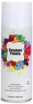 Cosmos Paints Gloss White Spray Paint 400ml (Pack of 2) Gloss White Spray Paint 800 ml  (Pack of 2)